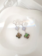Dream CLOVER 3 MOTIFS CHALCEDONY DARK MOP SILVER EARRINGS