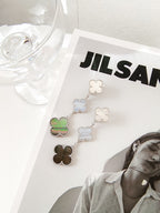 Dream CLOVER 3 MOTIFS CHALCEDONY DARK MOP SILVER EARRINGS