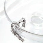 Dream CLOVER 2 MOTIFS  DIAMOND ONYX EARRINGS SILVER