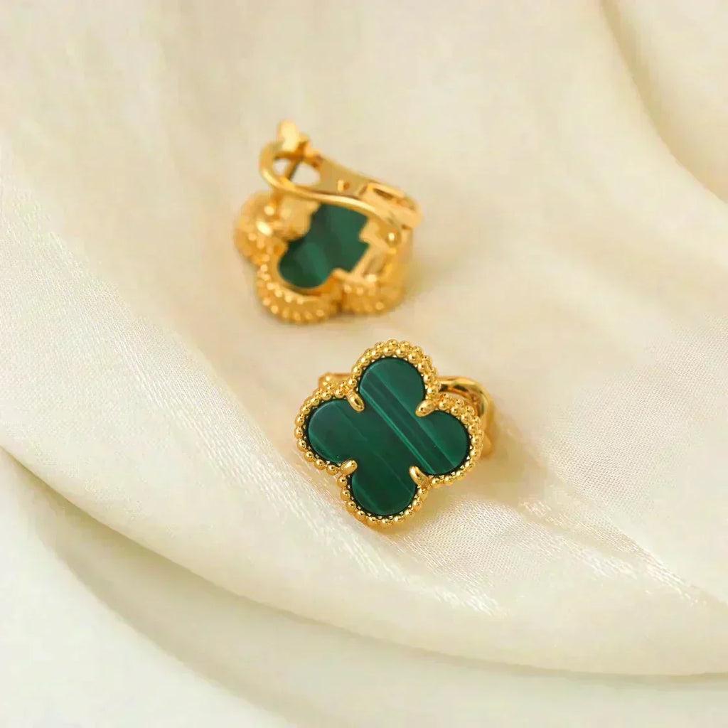 Dream CLOVER MEDIUM 1 MOTIFS MALACHITE  EARRINGS