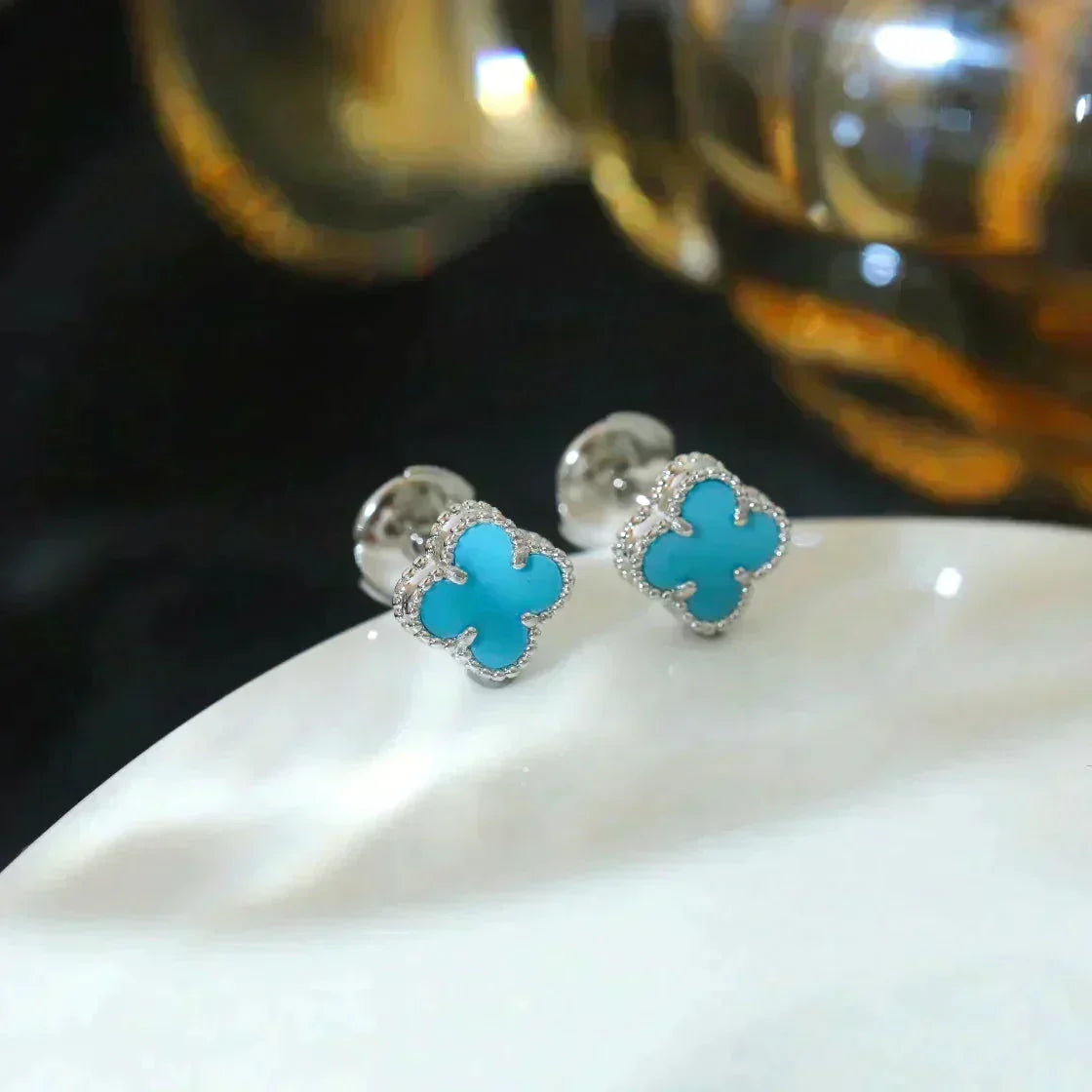 Dream CLOVER MINI 9,5 MM ONYX OHRSTECKER SILBER