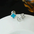 Dream CLOVER MINI 9,5 MM ONYX OHRSTECKER SILBER