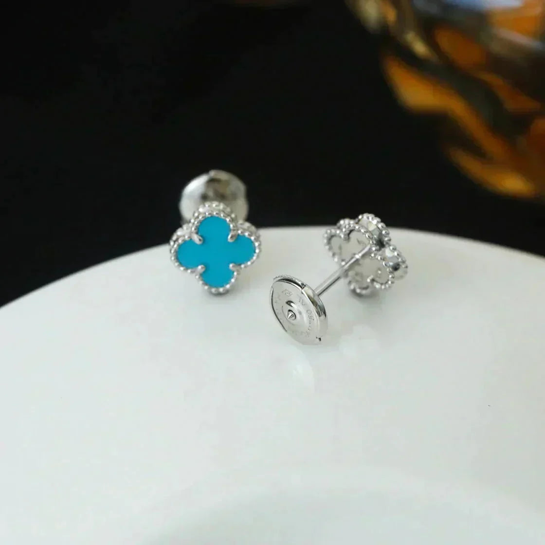 Dream CLOVER MINI 9,5 MM ONYX OHRSTECKER SILBER