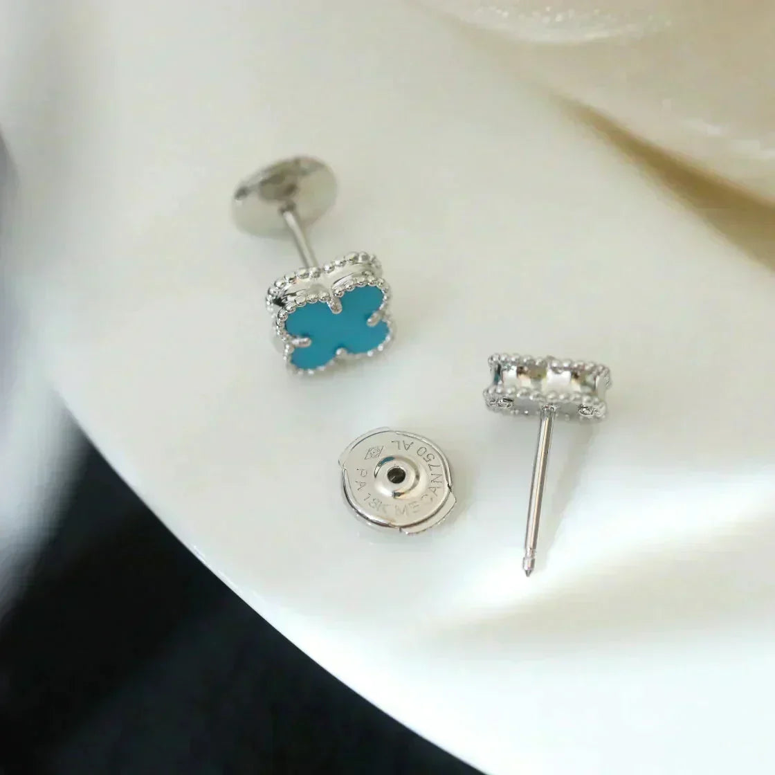 Dream CLOVER MINI 9,5 MM ONYX OHRSTECKER SILBER