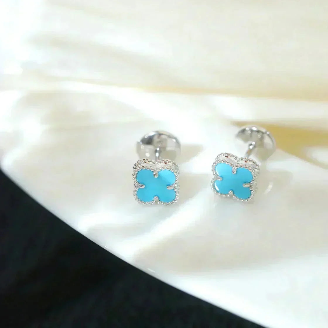 Dream CLOVER MINI 9,5 MM ONYX OHRSTECKER SILBER