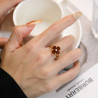 Traum Kleeblatt Karneol Ring Roségold Diamant