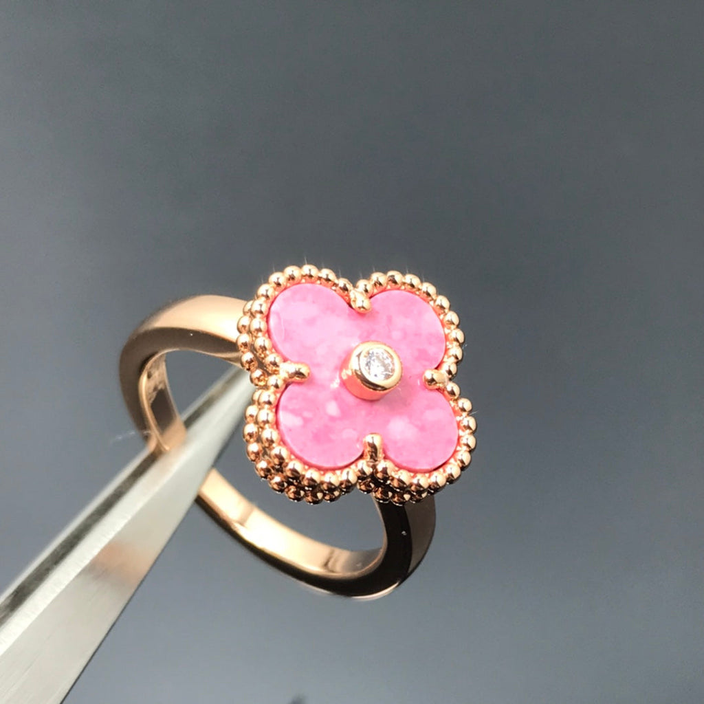 Dream CLOVER RHODONITE ROSE GOLD RING