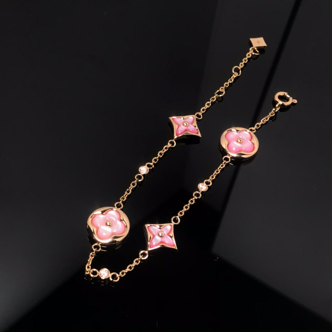 Dream STAR AND SUN 4 MOTIF PINK MOP PINK GOLD BRACELET