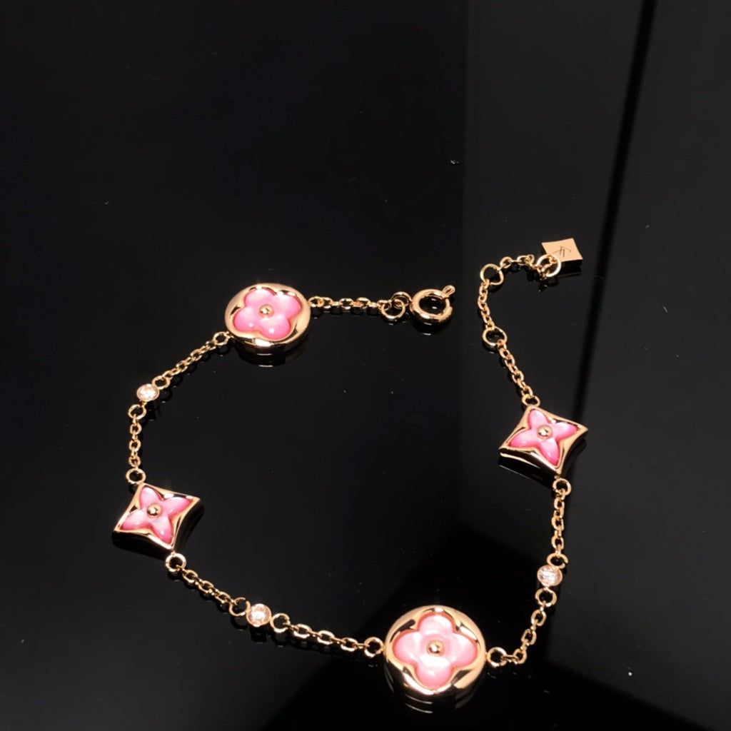 Dream STAR AND SUN 4 MOTIF PINK MOP PINK GOLD BRACELET