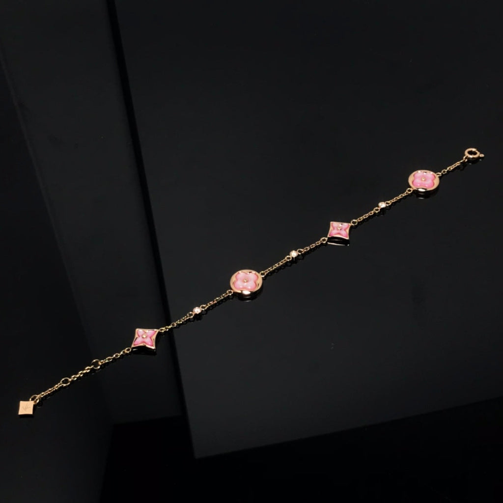 Dream STAR AND SUN 4 MOTIF PINK MOP PINK GOLD BRACELET