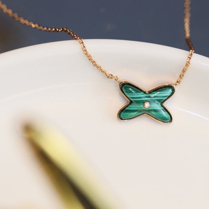 TRAUM JEUX MALACHITE 1 DIAMANT HALSKETTE AUS ROSÉGOLD
