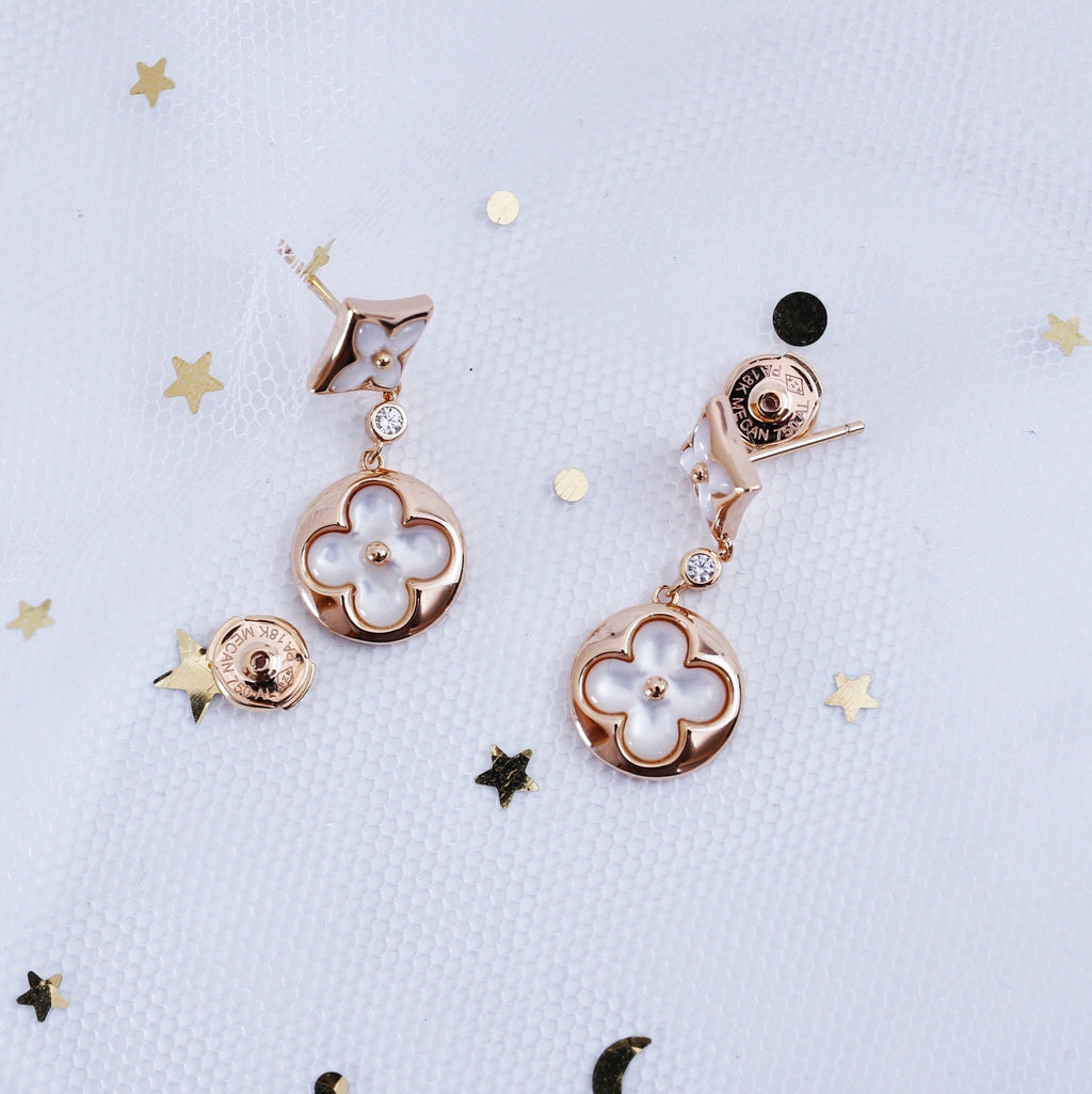 Dream STAR AND SUN PINK GOLD MOP DROP EARRINGS