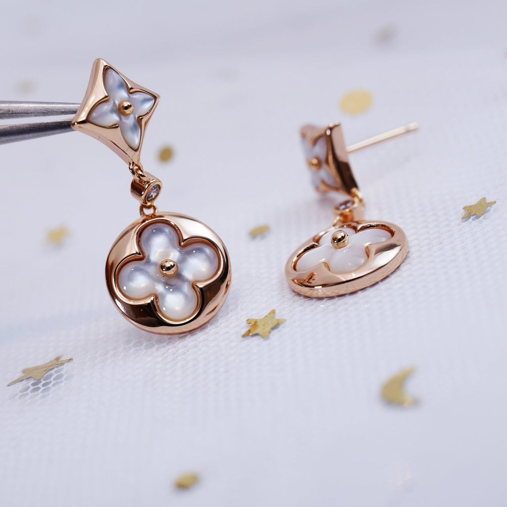 Dream STAR AND SUN PINK GOLD MOP DROP EARRINGS
