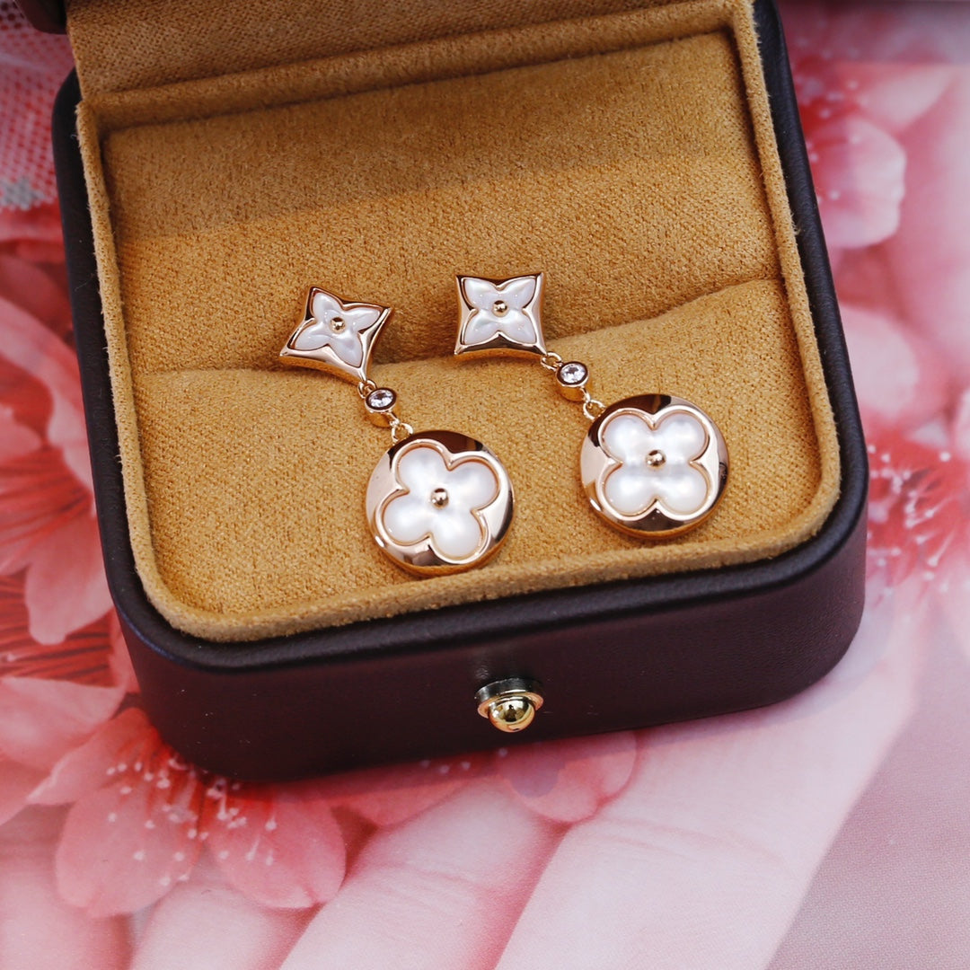 Dream STAR AND SUN PINK GOLD MOP DROP EARRINGS