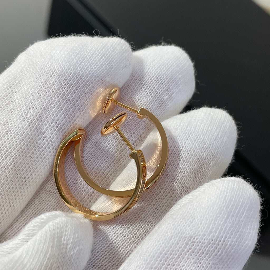 Dream LOVE DIAMOND PINK GOLD HOOP EARRINGS