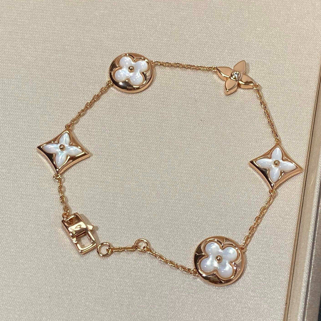 Dream STAR AND SUN 5 MOTIF MOP PINK GOLD BRACELET