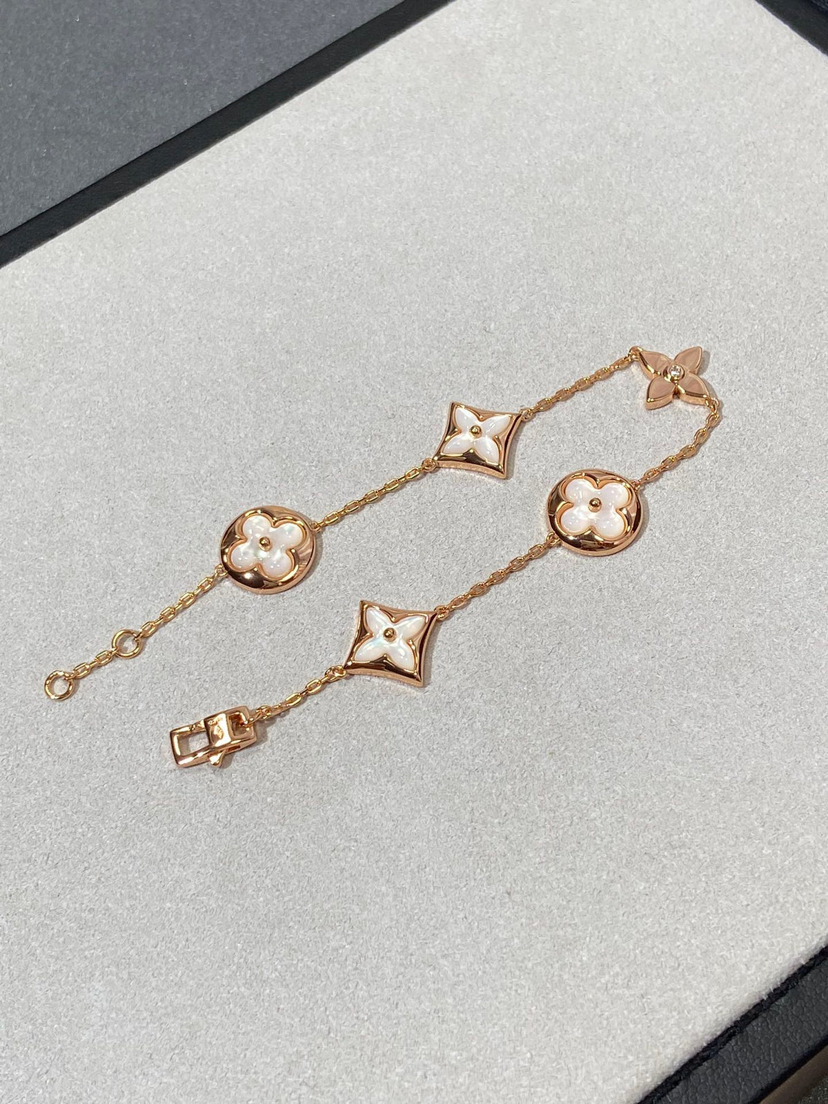 Dream STAR AND SUN 5 MOTIF MOP PINK GOLD BRACELET
