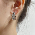 Dream LOVE CERAMIC DIAMOND PAVED SILVER EARRINGS