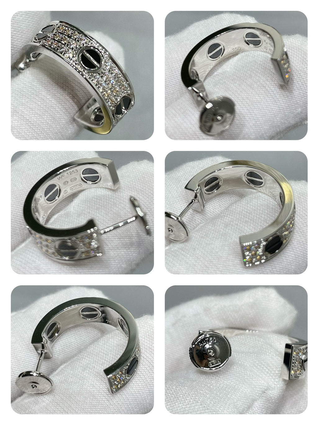 Dream LOVE CERAMIC DIAMOND PAVED SILVER EARRINGS