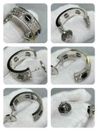Dream LOVE CERAMIC DIAMOND PAVED SILVER EARRINGS