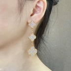 Dream CLOVER 3-Motiv-Ohrringe aus Roségold mit Diamant-Pavé