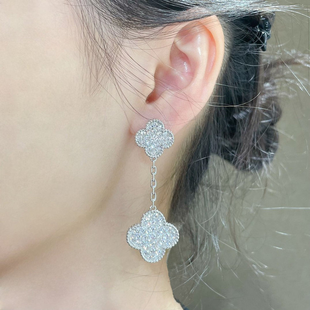 Dream CLOVER 2 MOTIVE OHRRINGE AUS SILBER MIT DIAMANT-PAVÉ