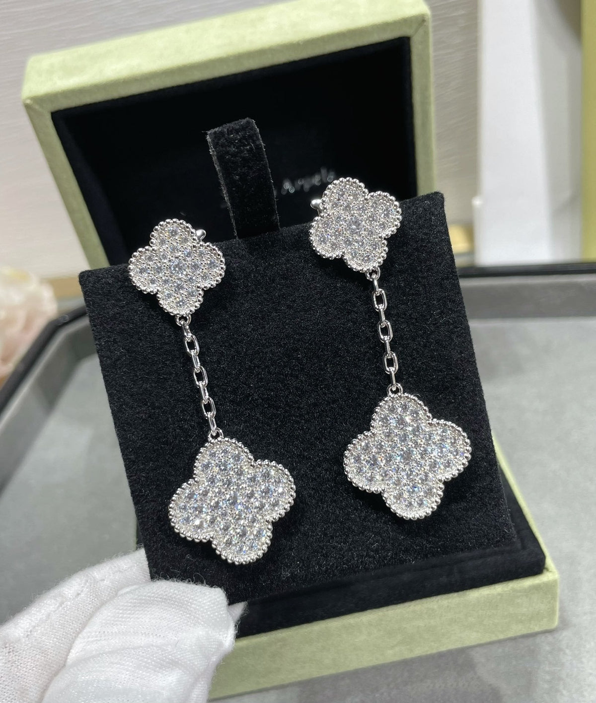 Dream CLOVER 2 MOTIVE OHRRINGE AUS SILBER MIT DIAMANT-PAVÉ