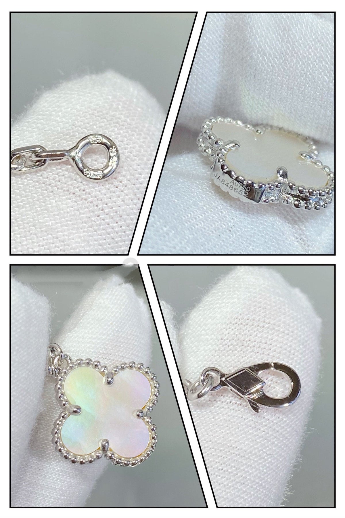 Dream CLOVER 5-MOTIV ARMBAND AUS WEISSEM PERLMUTT IN SILBER