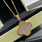 Dream CLOVER 25MM GROSSER ANHÄNGER MIT DIAMANT-PAVÉ LANGE HALSKETTE