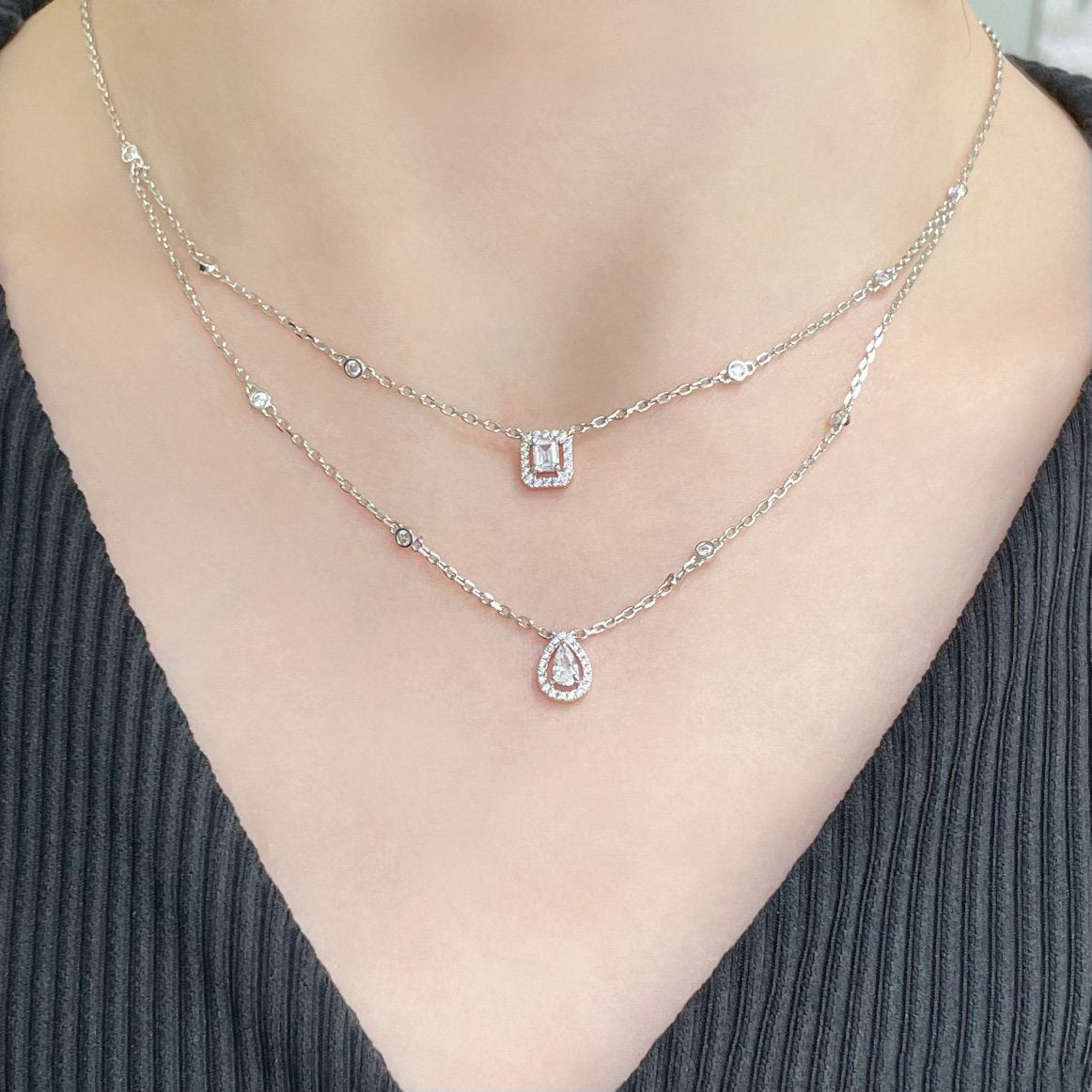 [Dream]MY TWIN 2 ROW DIAMOND NECKLACE