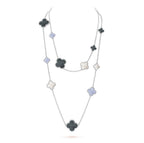 Dream CLOVER 16-Motiv Halskette aus Chalcedon, Perlmutt und Silber