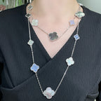 Dream CLOVER 16-Motiv Halskette aus Chalcedon, Perlmutt und Silber