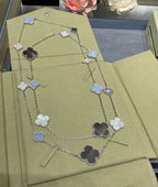 Dream CLOVER 16-Motiv Halskette aus Chalcedon, Perlmutt und Silber