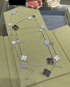 Dream CLOVER 16-Motiv Halskette aus Chalcedon, Perlmutt und Silber