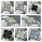 Dream CLOVER 16-Motiv Halskette aus Chalcedon, Perlmutt und Silber