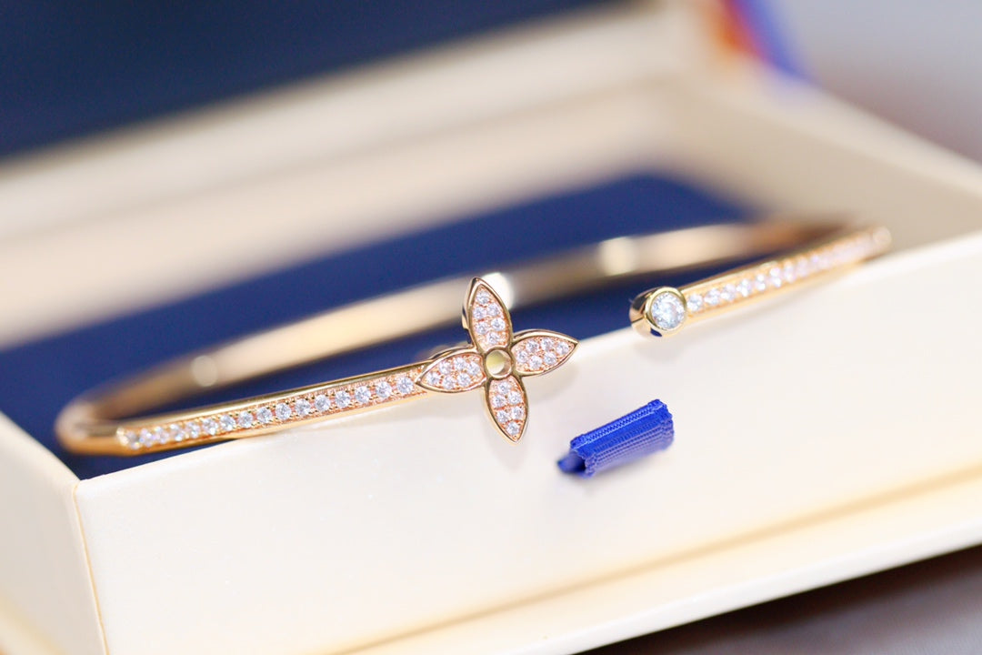 Dream IDYLLE PINK GOLD OPEN BRACELET DIAMOND PAVED