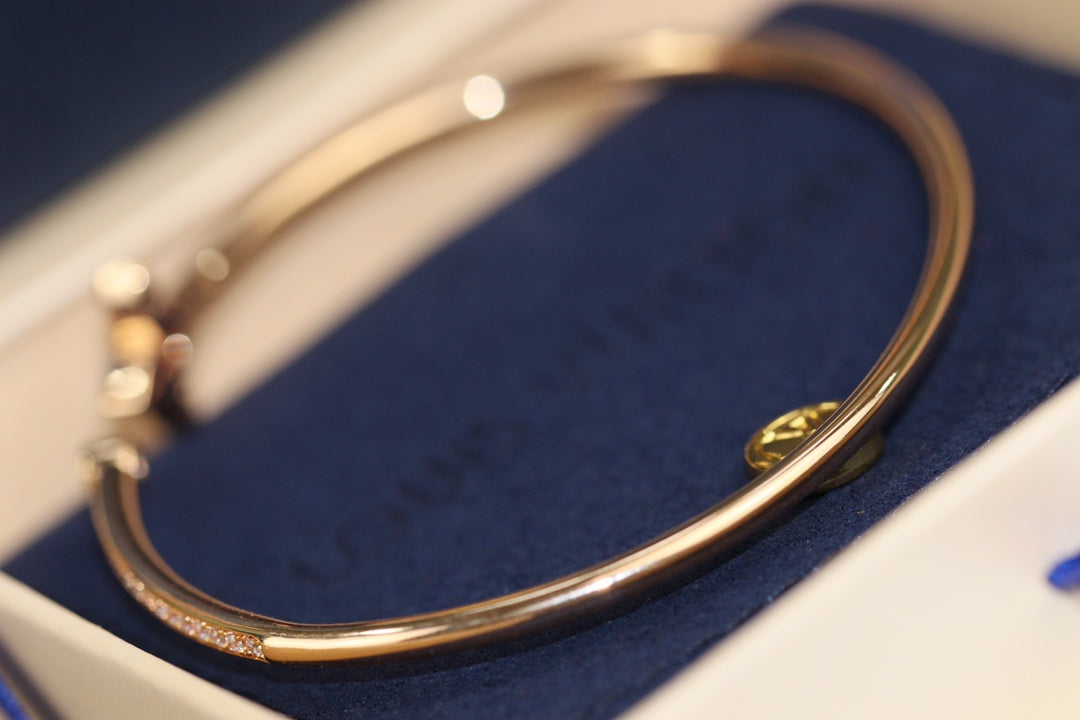 Dream IDYLLE PINK GOLD OPEN BRACELET DIAMOND PAVED