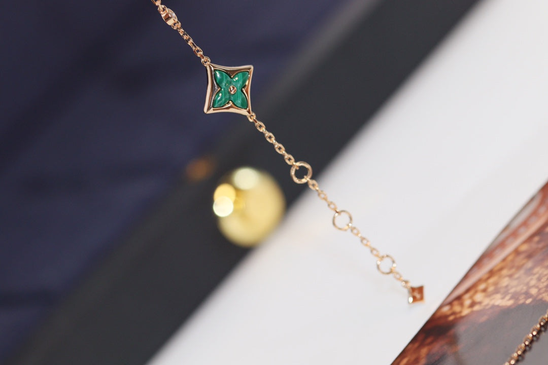 Dream STAR AND SUN 4 MOTIF PINK GOLD MALACHITE BRACELET
