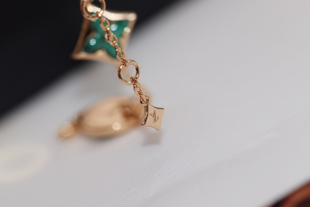 Dream STAR AND SUN 4 MOTIF PINK GOLD MALACHITE BRACELET