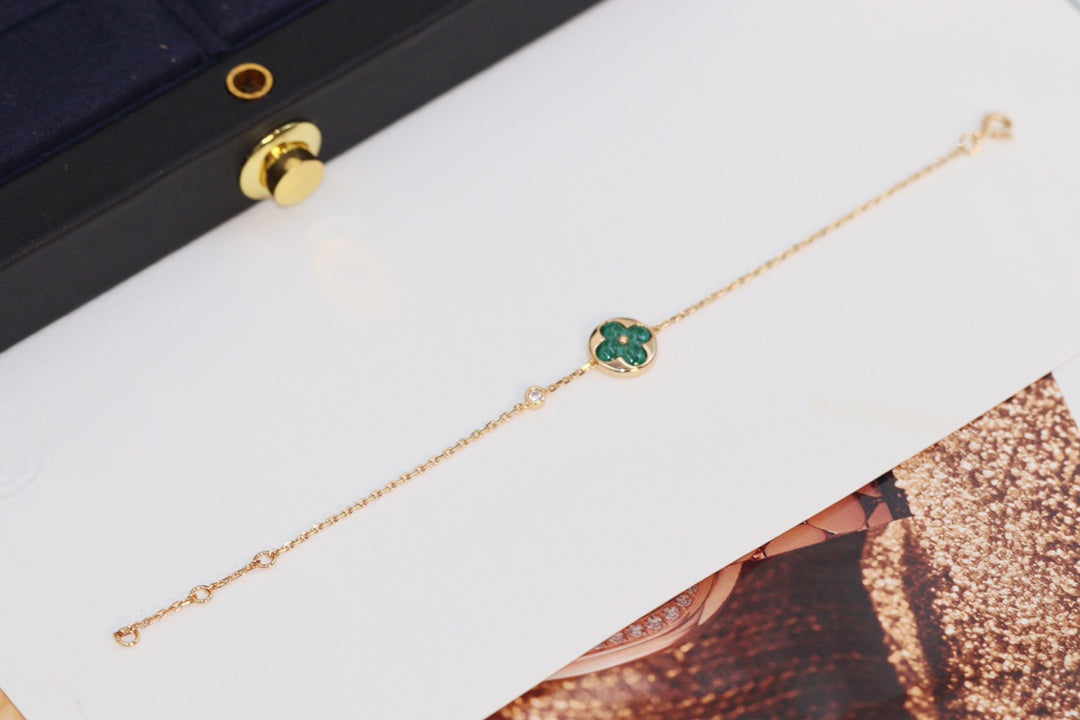 Dream STAR AND SUN 4 MOTIF PINK GOLD MALACHITE BRACELET