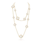 Dream CLOVER 16 MOTIF WHITE MOP GOLD NECKLACE