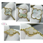 Dream CLOVER 16 MOTIF WHITE MOP GOLD NECKLACE