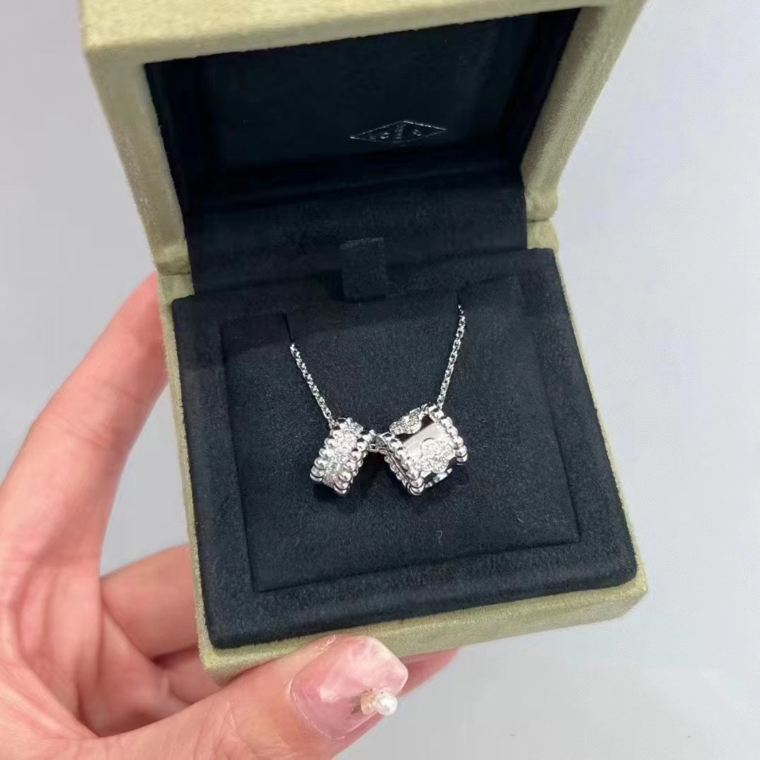 Dream PERLEE DOUBLE PENDANT SILVER DIAMOND NECKLACE