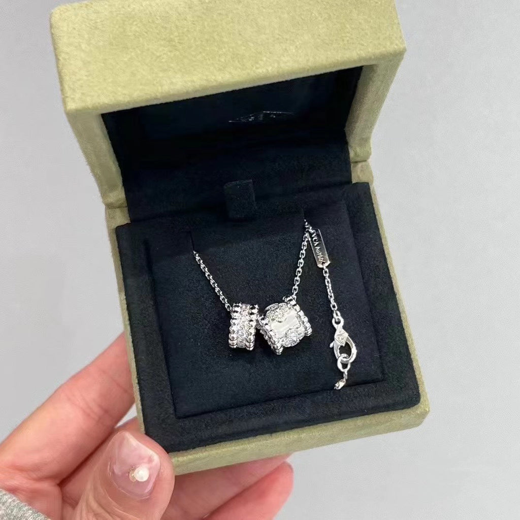 Dream PERLEE DOUBLE PENDANT SILVER DIAMOND NECKLACE