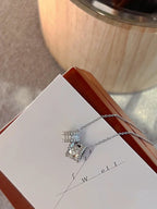 Dream PERLEE DOUBLE PENDANT SILVER DIAMOND NECKLACE