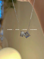Dream PERLEE DOUBLE PENDANT SILVER DIAMOND NECKLACE