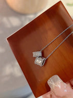 Dream PERLEE DOUBLE PENDANT SILVER DIAMOND NECKLACE