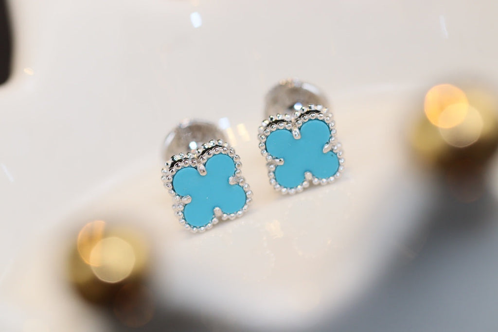 Dream CLOVER MINI TURQUOISE SILVER STUD EARRINGS