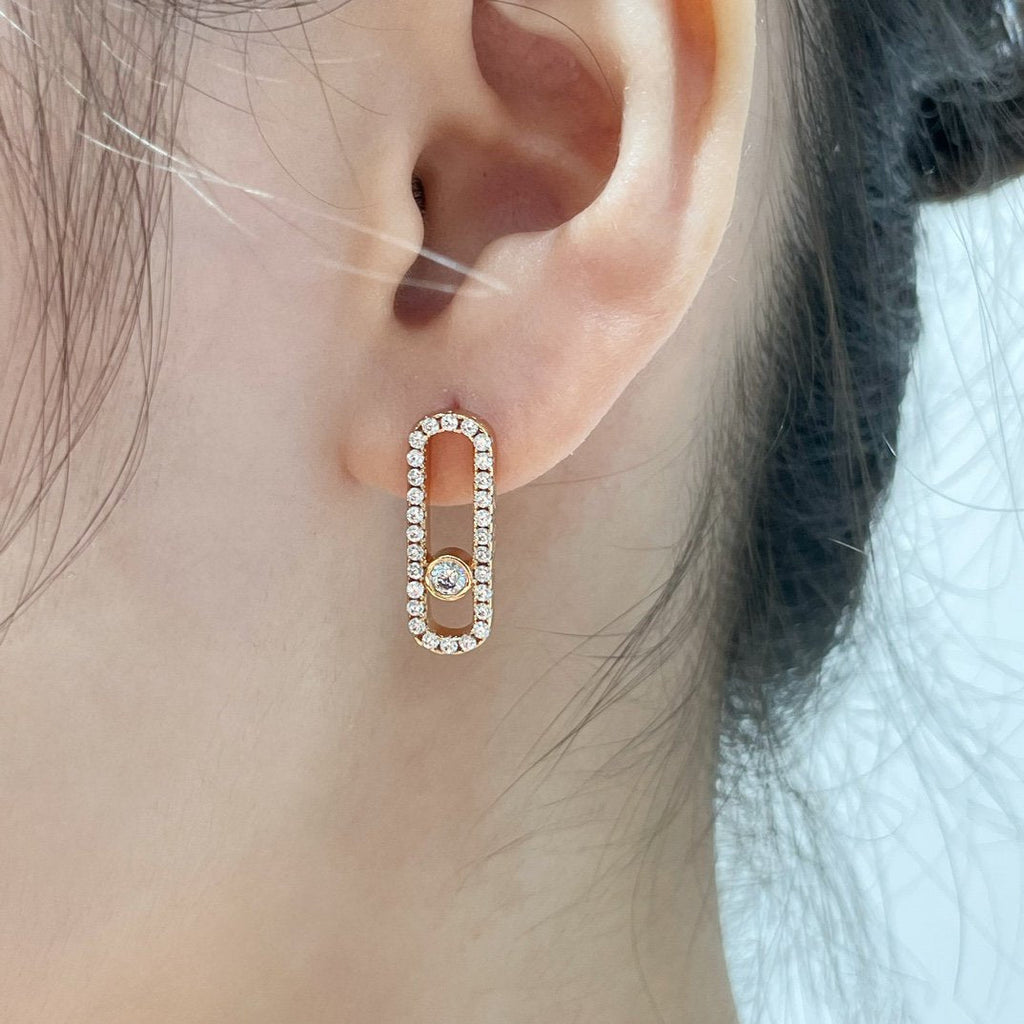 [Dream]MOVE UNO STUD DIAMOND PAVED EARRINGS