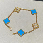 [Dream ]Neue CLOVER 5 MOTIF BLAUER ACHAT ARMBAND KOLLEKTION